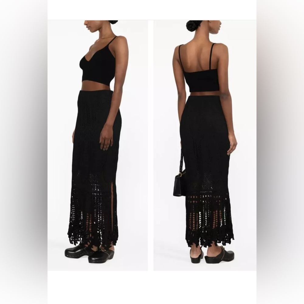 $698 Polo Ralph Lauren High-Waisted Knitted Maxi Skirt Crochet Knit Women's m
